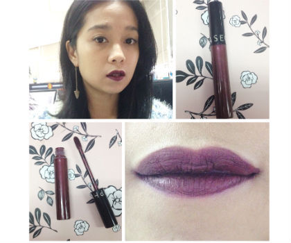 Product Review Mencoba Lipstik Warna Ungu Tua dari 