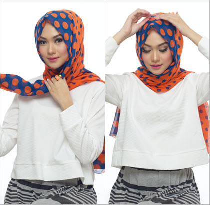 Tutorial Hijab ala Wanita Turki dengan Polyester Scarf