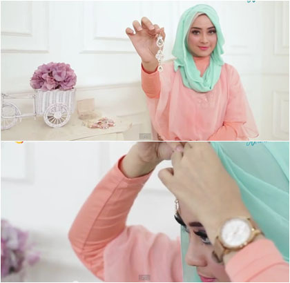 Tutorial Hijab ke Pesta Pernikahan Pakai Selendang ala 