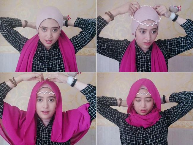 Tutorial Hijab Kasual dengan Headpiece ala Natasha Farani