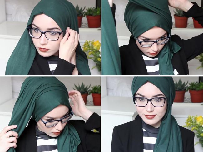 Tutorial Hijab Semi Turban untuk  Wanita  Berkacamata 