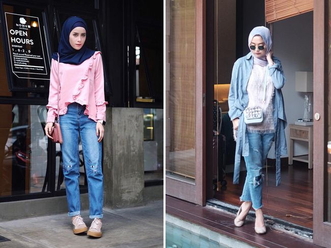 Foto 4 Model  Celana  Jeans  yang Tren Dipakai Selebgram Hijab