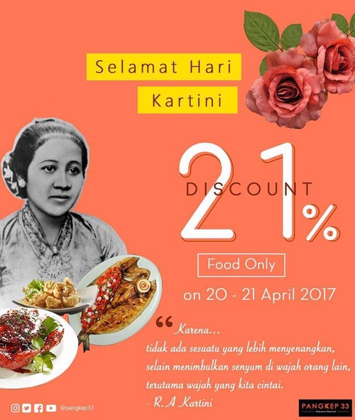 Meriahkan Hari Kartini, Ada Harga Spesial hingga Diskon 21% di 7 Resto Ini Meriahkan Hari Kartini, Ada Harga Spesial hingga Diskon 21% di 7 Resto Ini